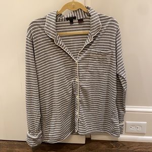 J Crew Grey Striped Pajama Set
